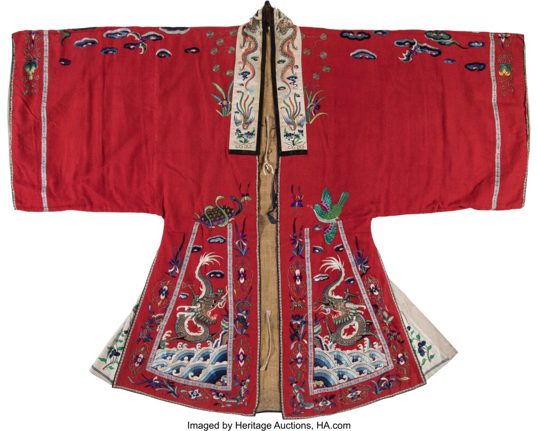 A Chinese Embroidered Red-Ground Taoist Robe 58 (1 of 2)