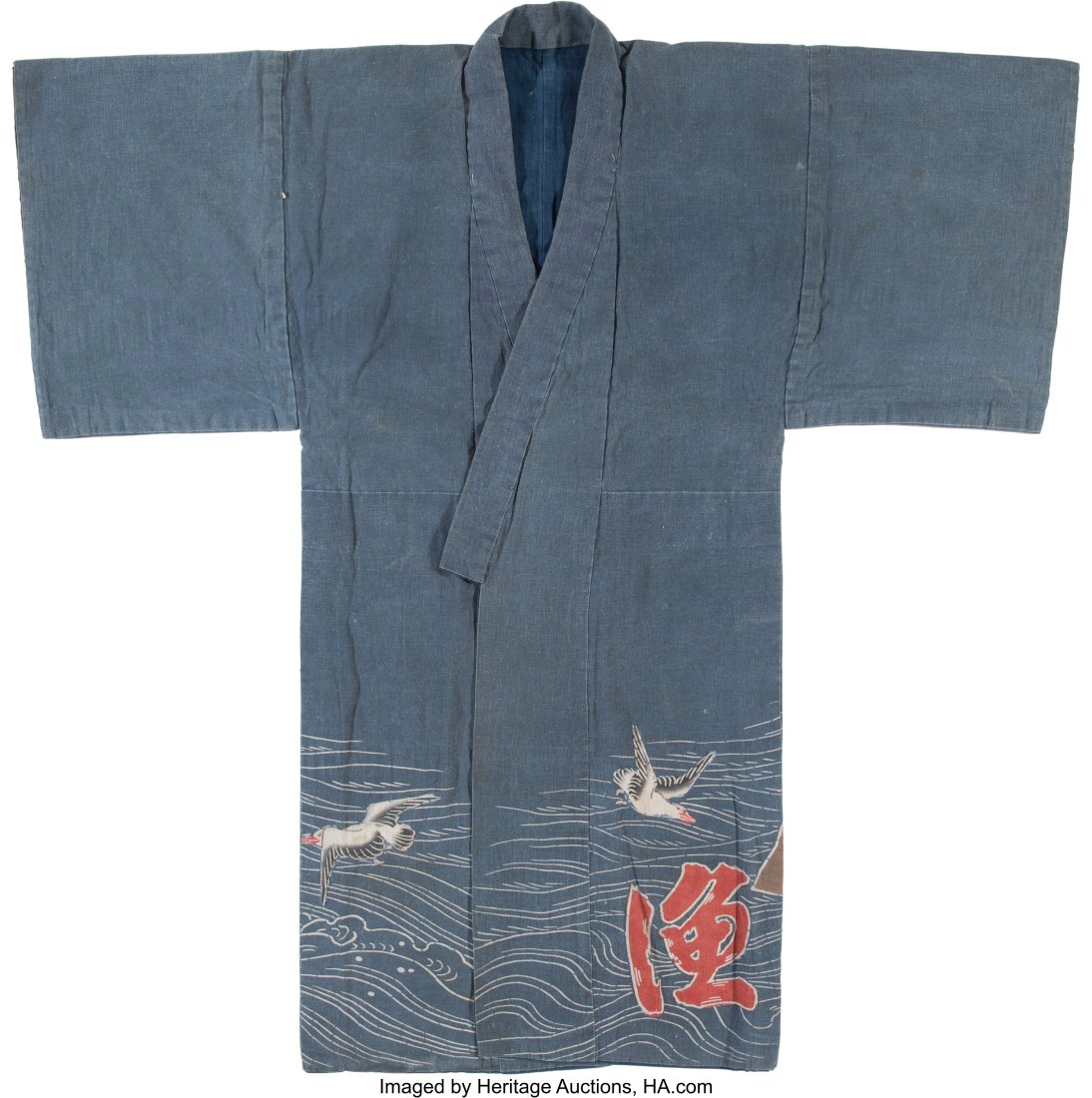 A Japanese Indigo Katsugi Women's Robe 43 x 38-1 (1 of 2)