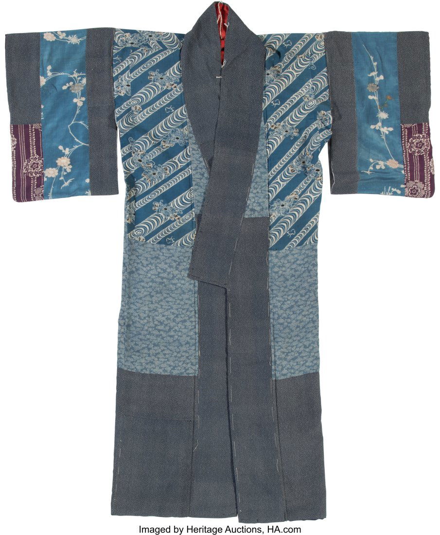A Japanese Blue-Ground Boy's Kimono 58-1/4 x 48- (1 of 2)