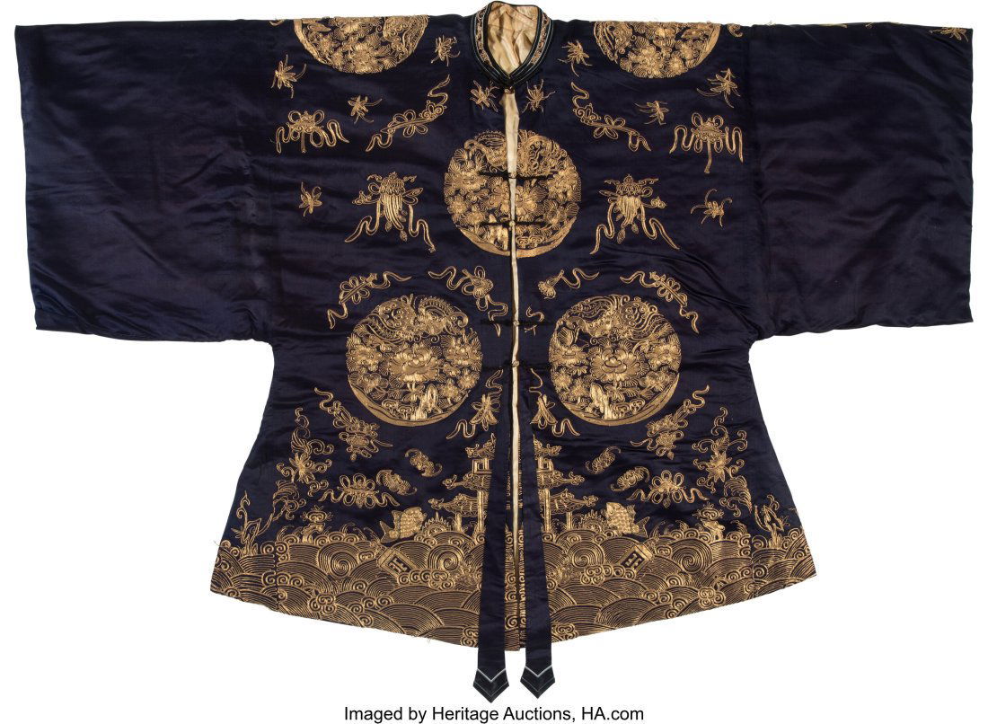 A Chinese Embroidered Blue-Ground Jacket 41 x 57 (1 of 2)