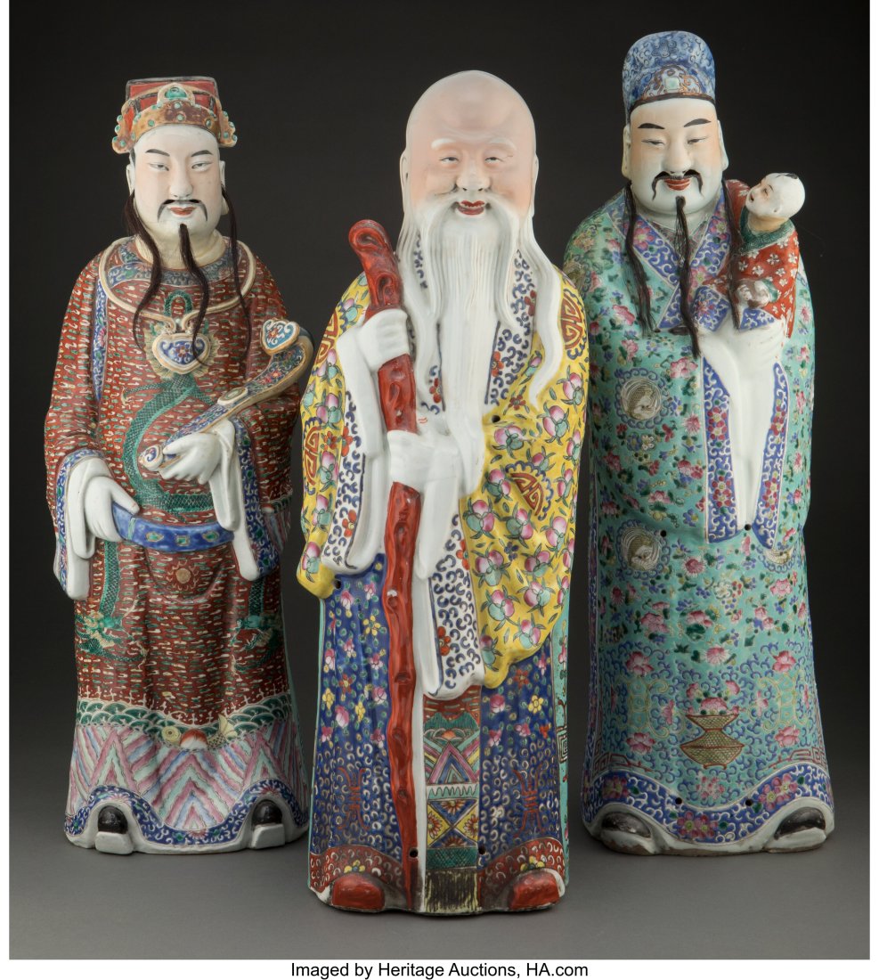 A Group of Three Chinese Porcelain Star Gods Mar (1 of 4)