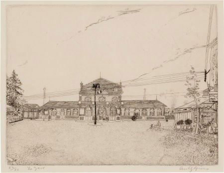 ANTHONY GROSS (British, 1905-1984) La Gare, 1938: ANTHONY GROSS (British, 1905-1984)La Gare, 1938Etching7-1/2 x 10 inches