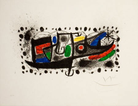 JOAN MIRÓ (Spanish, 1893-1983) Composition T, 19: JOAN MIRÓ (Spanish, 1893-1983) Composition T, 1970 Color lithograph 19-1/2