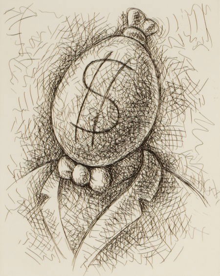 TOM OTTERNESS (American, b. 1952) Wealthy Man, 1: TOM OTTERNESS (American, b. 1952)Wealthy Man, 1997EtchingPlate: 10 x 8