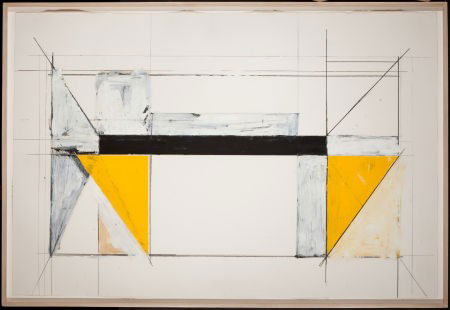 BRUCE ROBBINS (American, b. 1948) Bridge Variati: BRUCE ROBBINS (American, b. 1948)Bridge Variation #9, 1982Mixed media on pa