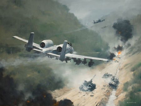 ROBERT GRANT SMITH (American, 1914-2001) A-10 in: ROBERT GRANT SMITH (American, 1914-2001)A-10 in Battle Oil on canvas <