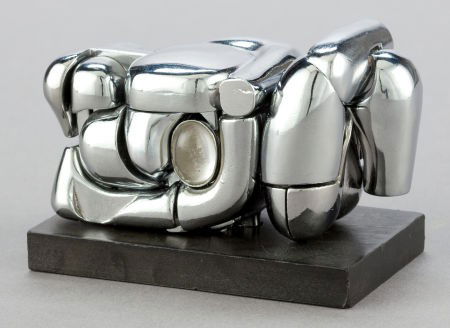 AN ITALIAN METAL CHROME FIGURAL PUZZLE BY MIGUEL: AN ITALIAN METAL CHROME FIGURAL PUZZLE BY MIGUEL BERROCAL (SPANISH, 1933-2006): MIN