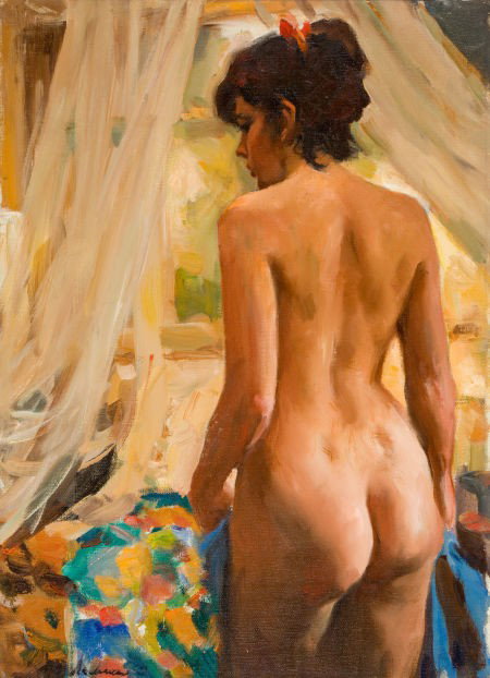 OLEG L. LOMAKIN (Russian, b. 1924) Nude, 1995 Oi: OLEG L. LOMAKIN (Russian, b. 1924) Nude, 1995 Oil on canvas 27 x 19-3/4 i