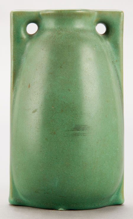A TECO GREEN GLAZED ART POTTERY VASE Circa 1910: A TECO GREEN GLAZED ART POTTERY VASE Circa 1910Marks: (stamp effa