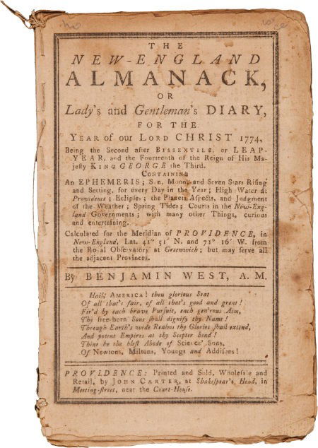 Benjamin West. The New-England Almanack, or Lady: Benjamin West. The New-England Almanack, or Lady's and Gentleman's Diary, for the Y