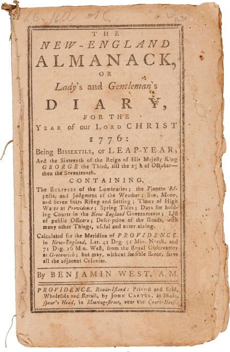 Benjamin West. The New-England Almanack, or Lady: Benjamin West. The New-England Almanack, or Lady's and Gentleman's Diary, for the Y