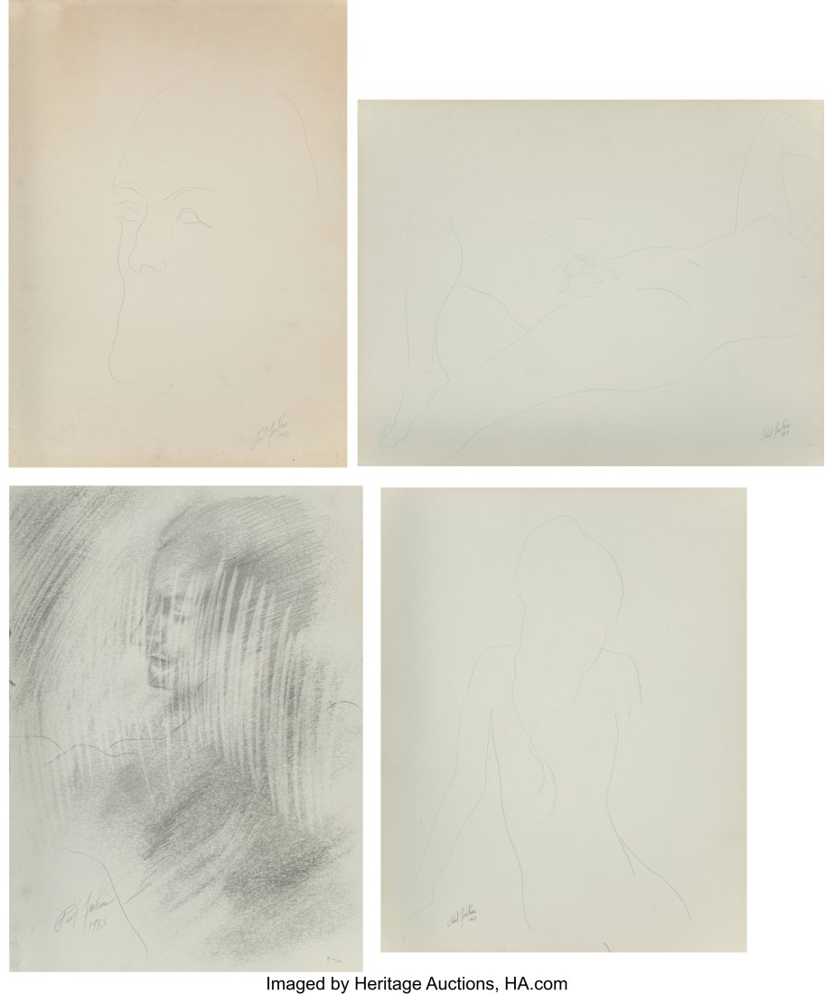 Paul Jenkins (American, 1923-2012) Untitled (fou: Paul Jenkins (American, 1923-2012) Untitled (four works), 1967-75 Two works in pencil on paper, and two works in color pencil on paper 21-1/2 x 15-1/2 inc