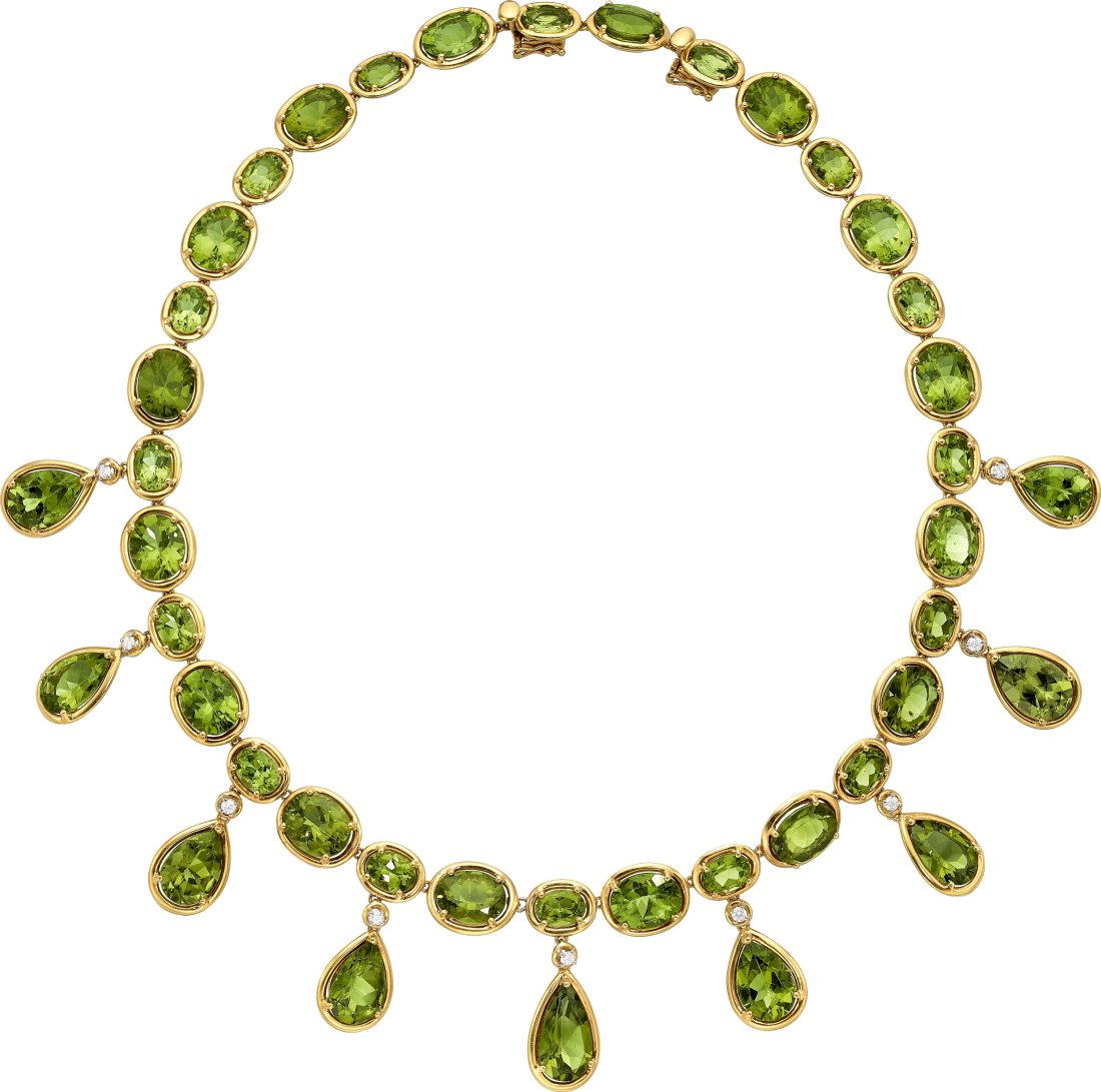 Rebecca Koven Peridot, Diamond, Gold Necklace  S (1 of 4)