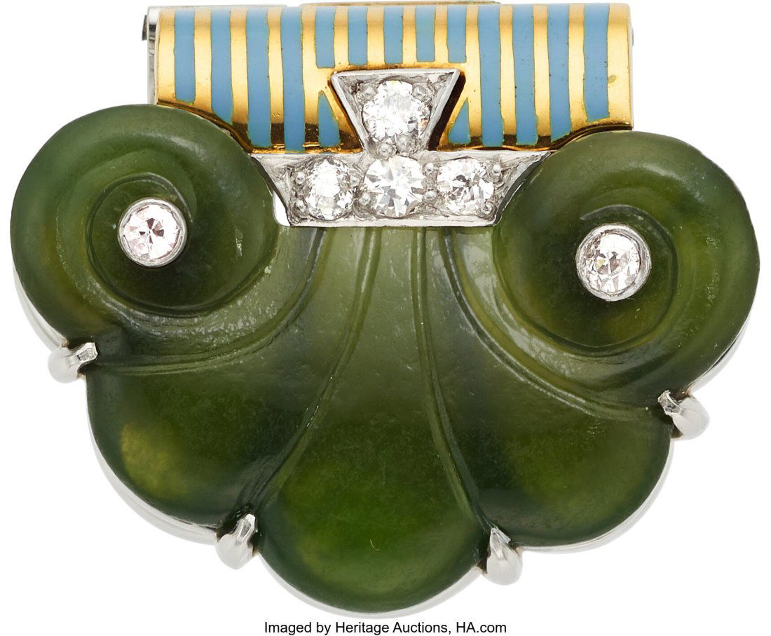 Cartier Art Deco Diamond, Nephrite, Enamel, Gold (1 of 2)