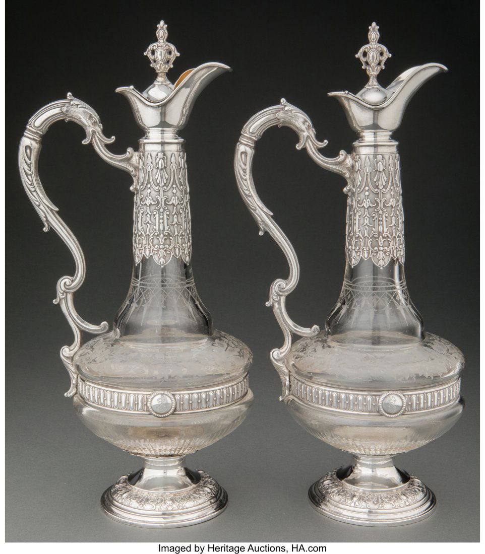 A Pair of Jean Lucien Ferry Silver and Etched Gl (1 of 3)