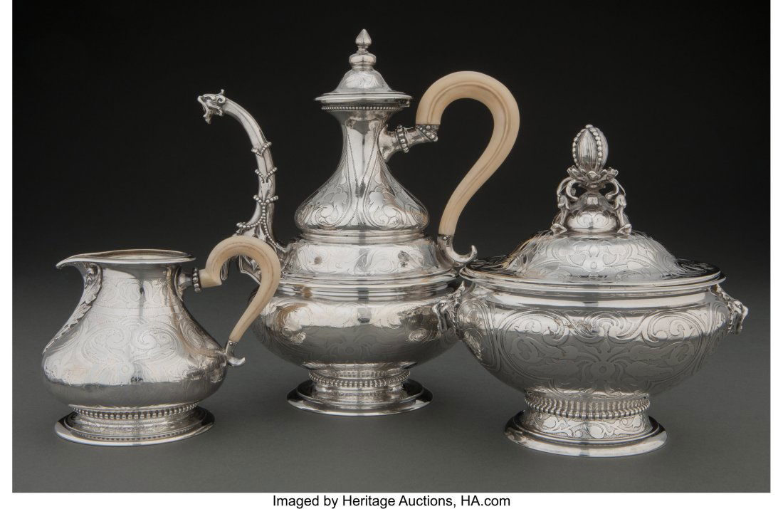 A Three-Piece Morel & Cie Silver Coffee Service, (1 of 5)