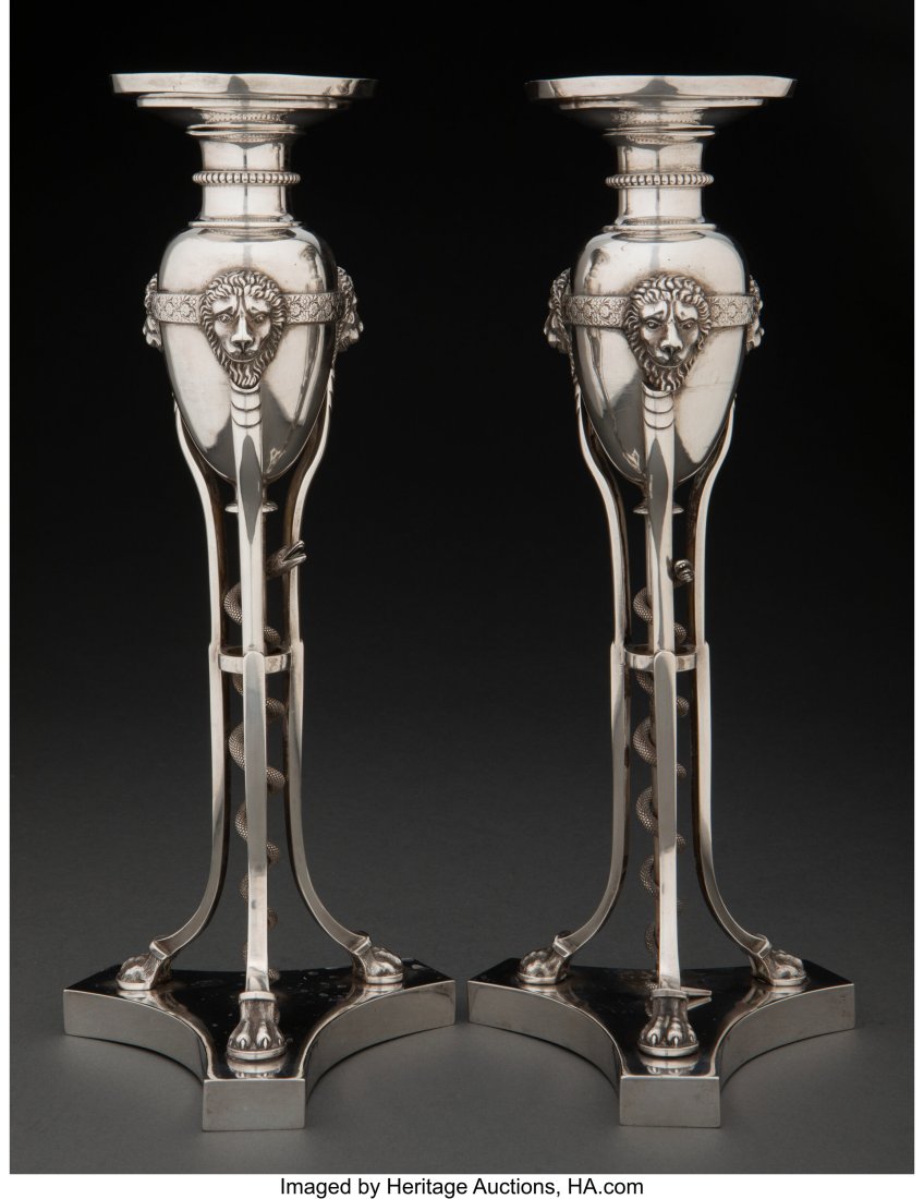 A Pair of American Neoclassical Silver Candlesti (1 of 4)