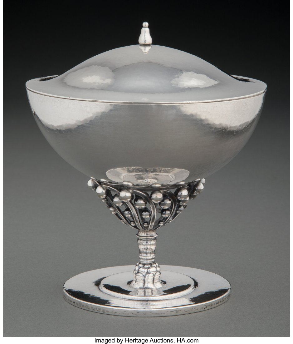 A Georg Jensen No. 43 Silver Covered Sugar Bowl, (1 of 4)