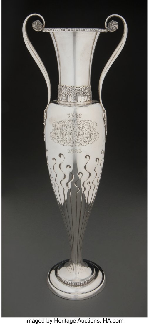A Tall Tiffany & Co. Silver Two-Handled Vase, Ne (1 of 5)