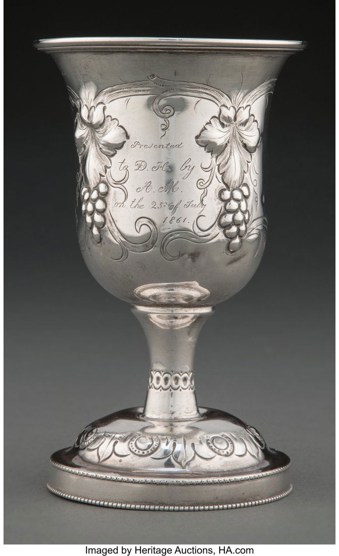 An American Chased Repoussé Coin Silver Goblet, (1 of 4)