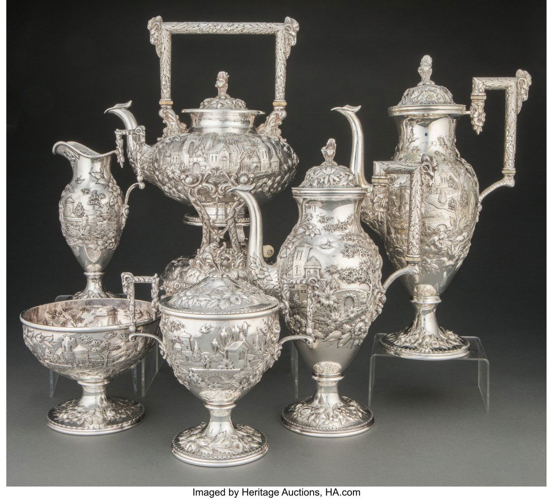 A Six-Piece S. Kirk & Son Coin Silver Repoussé (1 of 6)