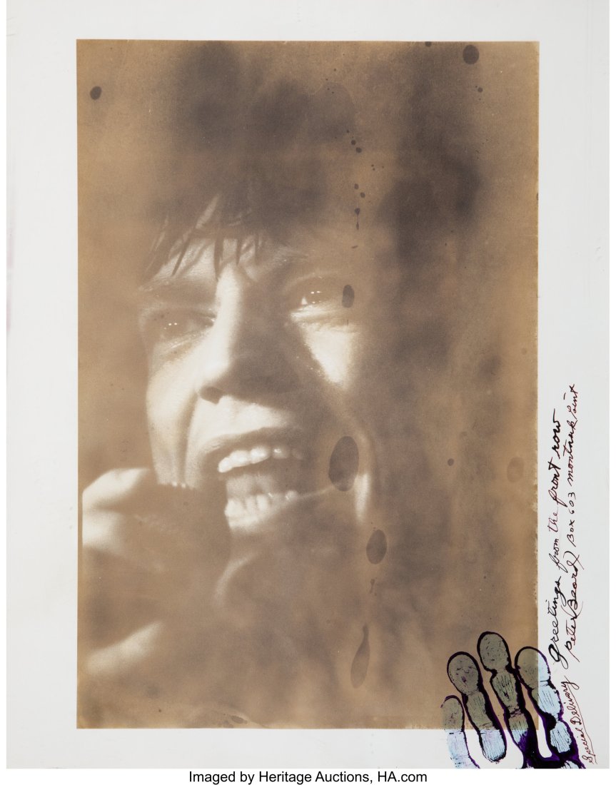 Peter Beard (1938-2020) Mick Jagger - Close Up,: Peter Beard (1938-2020) Mick Jagger - Close Up, 1972 Toned gelatin silver print with applied ink 17-5/8 x 11-7/8 inches (44.8 x 30.2 cm) (image&rpa