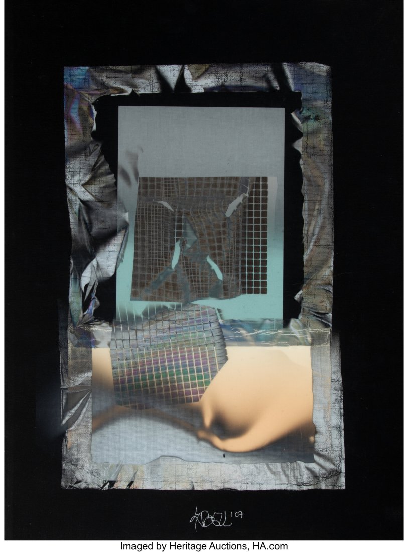 Larry Bell (b. 1939) AAAAA 56, 2007 Mixed media: Larry Bell (b. 1939) AAAAA 56, 2007 Mixed media on black Hiromi paper 40 x 29 inches (101.6 x 73.7 cm) Signed and dated lower center: Larry Bell '0