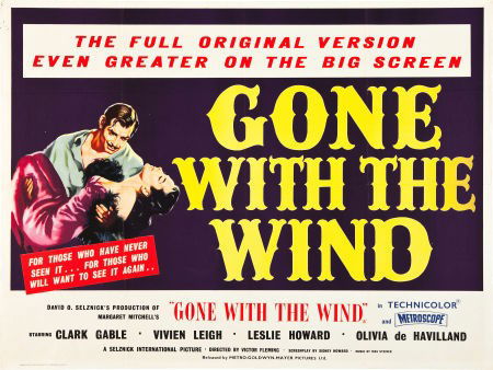 Gone with the Wind (MGM, R-1955). British Quad (: Gone with the Wind (MGM, R-1955). British Quad (30" X 40"). Before it was released in
