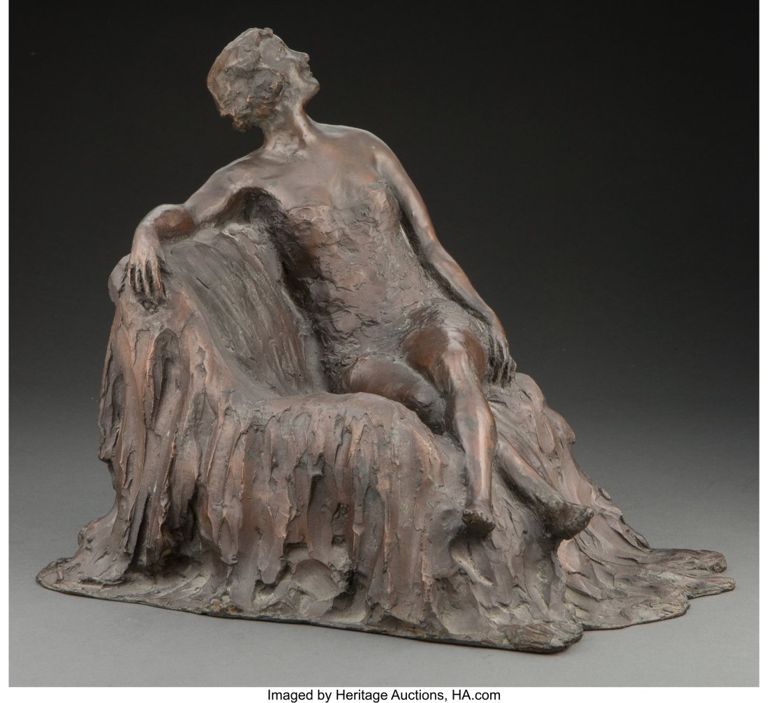 Baron Constantin Rausch de Traubenberg (Russian,: Baron Constantin Rausch de Traubenberg (Russian, 1871-1935) Woman Reclining, 1929 Patinated bronze 12 inches (30.5 cm) Signed and dated to base: Bar C Raus