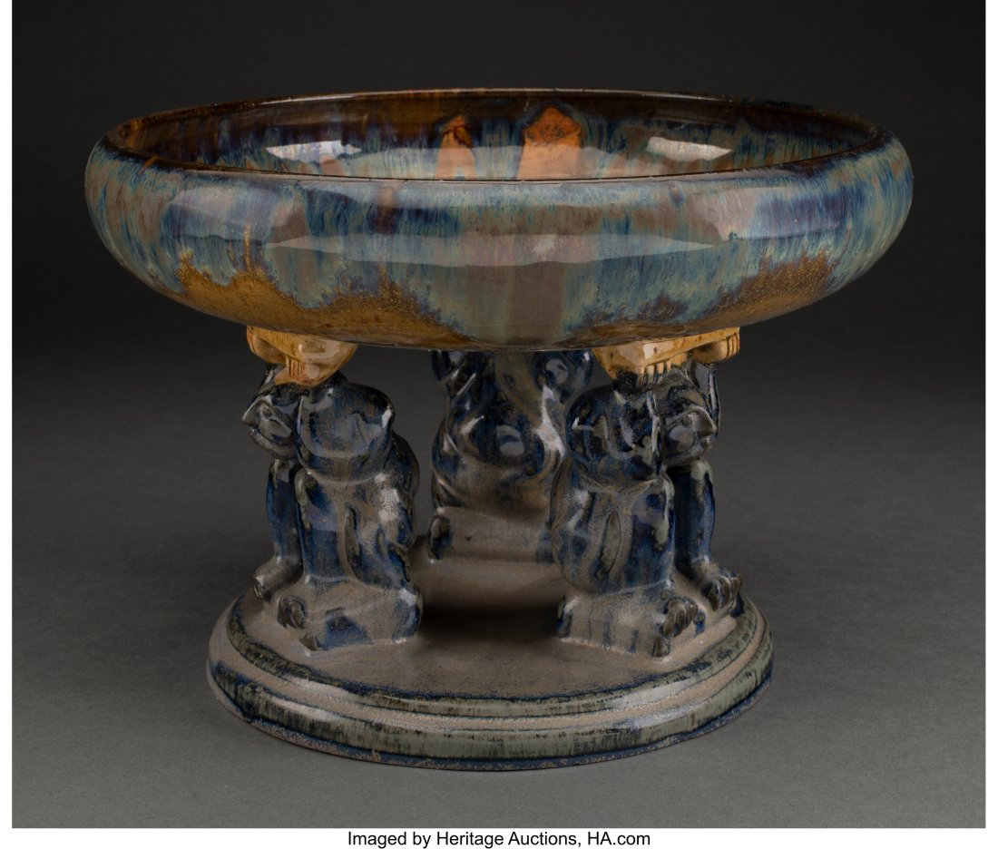 Large Fulper Pottery Glazed Ceramic Effigy Bowl,: Large Fulper Pottery Glazed Ceramic Effigy Bowl, circa 1915 Marks: FULPER 7-3/8 x 10-1/2 inches (18.7 x 26.7 cm) HID03101062020 © 2022 Heritage Auction