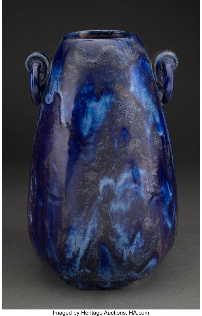 Large Fulper Pottery Glazed Ceramic Vase with Ri: Large Fulper Pottery Glazed Ceramic Vase with Ring Handles, circa 1915 12-1/2 inches (31.8 cm) HID03101062020 © 2022 Heritage Auctions | All Rights Reserved