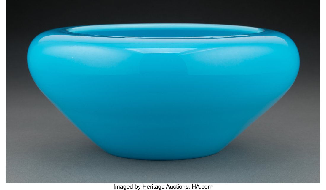 Large Steuben Light Blue Jade Glass Bowl, circa: Large Steuben Light Blue Jade Glass Bowl, circa 1920 4-3/4 x 10-5/8 inches (12.1 x 27.0 cm) Property from an Important Private Collection of Steuben, Waco&c