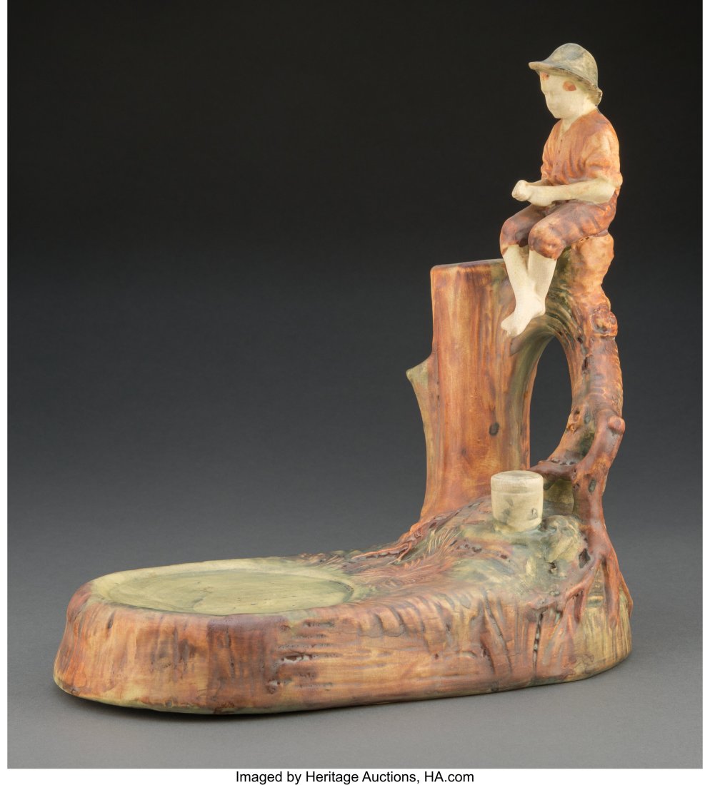 Weller Pottery Muskota Fish Bowl Stand, circa 19: Weller Pottery Muskota Fish Bowl Stand, circa 1915 12 x 5-3/4 x 11 inches (30.5 x 14.6 x 27.9 cm) Property from the Collection of a Florida Antique Dealer HID0