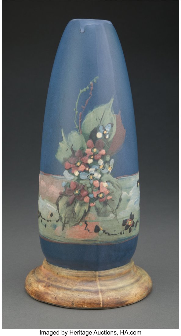 Weller Pottery Hudson Floral Lamp Base, circa 19: Weller Pottery Hudson Floral Lamp Base, circa 1910 Marks: WELLER 11-7/8 inches (30.2 cm) Property from the Collection of a Florida Antique Dealer HID03101062020 ©