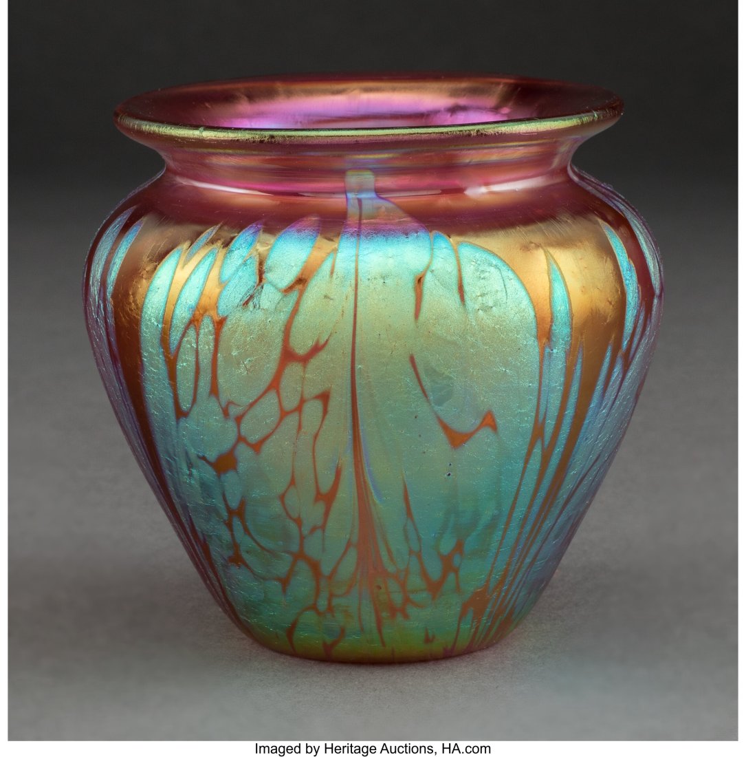 Loetz Medici (Gre 2/484) Glass Vase, circa 1902 : Loetz Medici (Gre 2/484) Glass Vase, circa 1902 3-1/4 inches (8.3 cm) Property from an Important Private Collection of Loetz HID03101062020 © 2022 Heritag