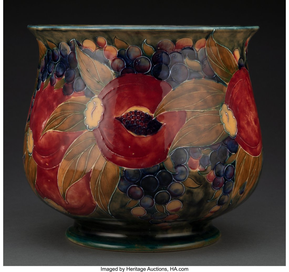 Moorcroft for Liberty & Co. Glazed Earthenware P: Moorcroft for Liberty & Co. Glazed Earthenware Pomegranate Jardinière, circa 1912 Marks: W. Moorcroft, MADE FOR LIBERTY & CO., 1467, 1