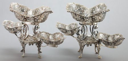 A PAIR OF JAMES DIXON & SONS VICTORIAN SILVER EP: A PAIR OF JAMES DIXON & SONS VICTORIAN SILVER EPERGNES James Dixon & Sons, Sheffield,
