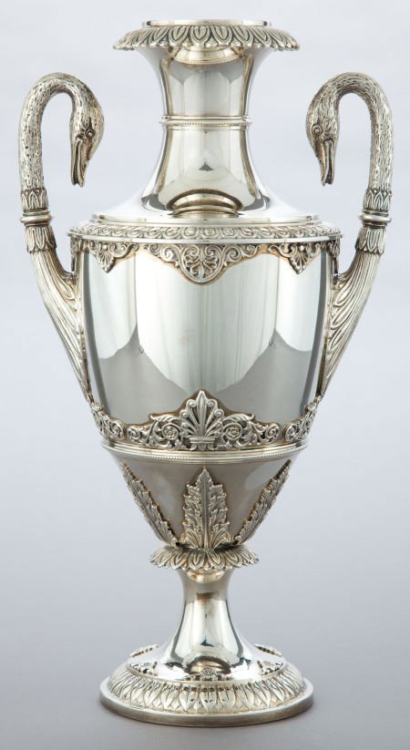 A BUCCELLATI ITALIAN SILVER EMPIRE PATTERN VASE: A BUCCELLATI ITALIAN SILVER EMPIRE PATTERN VASE </