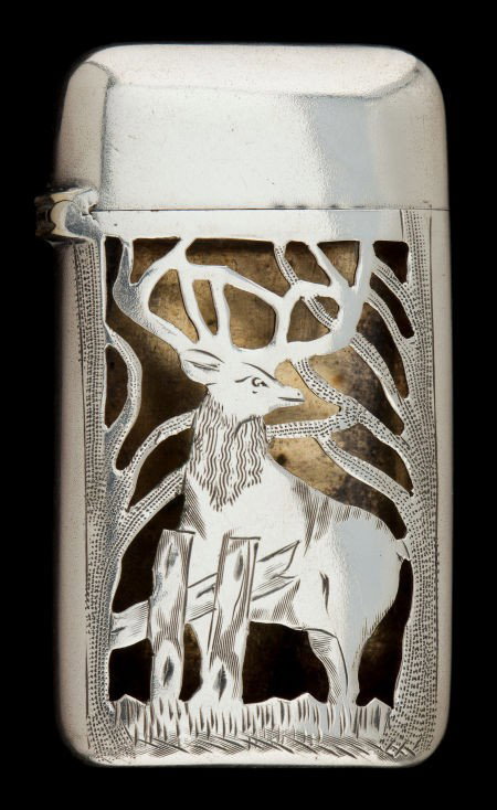 AN AMERICAN SILVER AND SILVER GILT MATCH SAFE : AN AMERICAN SILVER AND SILVER GILT MATCH SAFE Maker unknown, American, circa 1880
