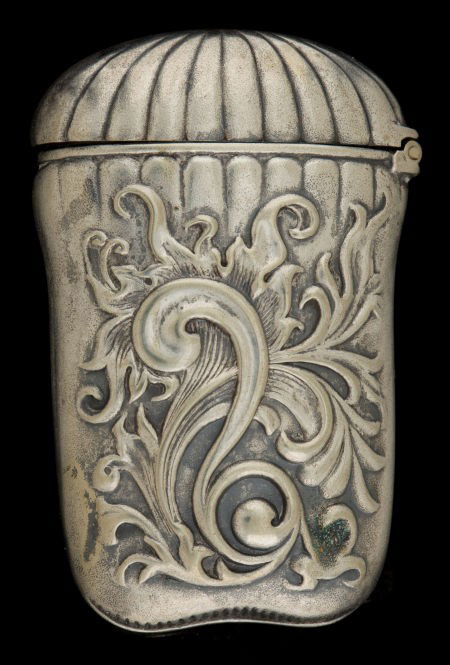 AN AMERICAN SILVER AND SILVER GILT MATCH SAFE M: AN AMERICAN SILVER AND SILVER GILT MATCH SAFE Maker unknown, American, circa 1875