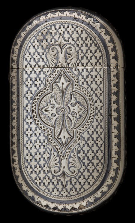 A RARE AND IMPORTANT GORHAM SILVER AND NIELLO MA: A RARE AND IMPORTANT GORHAM SILVER AND NIELLO MATCH SAFE Gorham Manufacturing Co., Pr