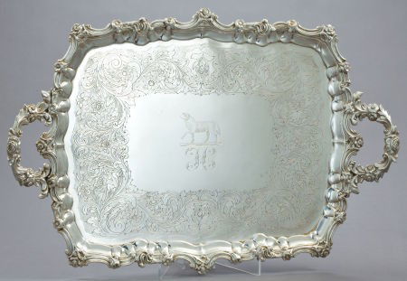 A LIAS WILLIAM IV SILVER TRAY John, Henry, and: A LIAS WILLIAM IV SILVER TRAY John, Henry, and Charles Lias, London, England, 1835-18