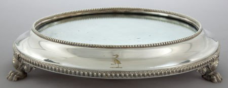 A MAPPIN BROTHERS EDWARDIAN SILVER PLATED AND MI: A MAPPIN BROTHERS EDWARDIAN SILVER PLATED AND MIRRORED PLATEAU Mappin Brothers, Sheff