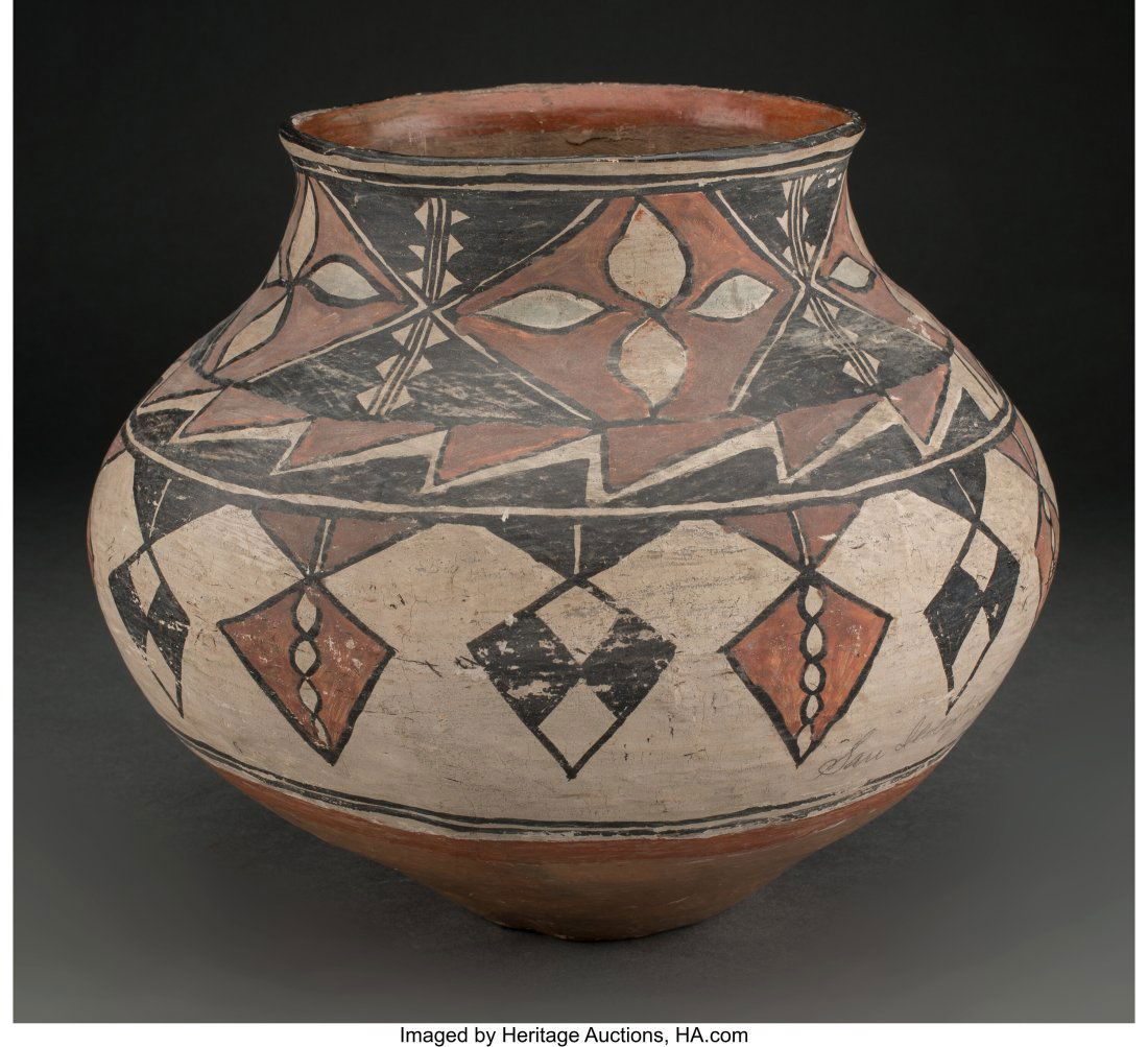 A San Ildefonso Polychrome Jar c. 1910 clay,: A San Ildefonso Polychrome Jar c. 1910 clay, paint Diameter: 10 &frac14; inches HID03101062020 © 2022 Heritage Auctions | All Rights Reserved