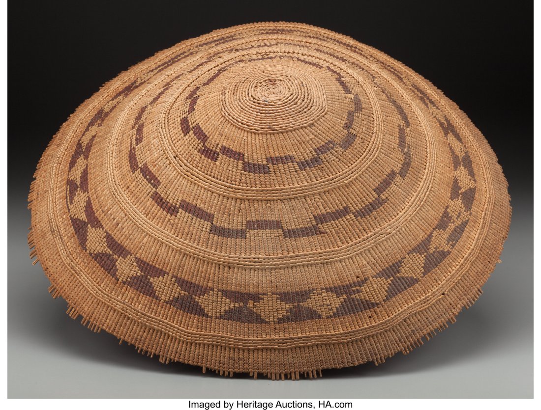 A Pomo Twined Tray c. 1900 Provenance: The : A Pomo Twined Tray c. 1900 Provenance: The William Alberta Collection Diameter: 17 &frac12; inches HID03101062020 © 2022 Heritage Auctions | All Rights Reserved