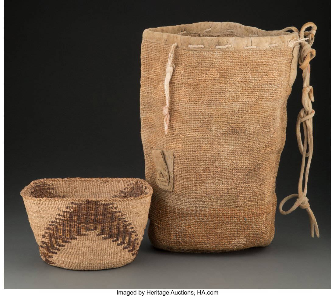 70587 Two West Coast Twined Basketry Items Including Auction