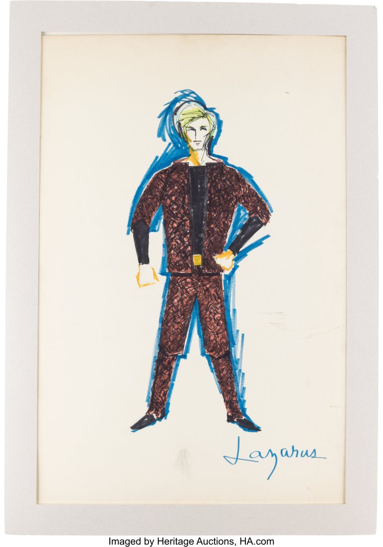 Large Costume Design Sketch for Robert Brown "La: Large Costume Design Sketch for Robert Brown "Lazarus" from the Episode "The Alternative Factor" of Star Trek: The Original Series (NBC TV, 1966-1969). A large costume des