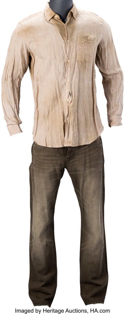 Matthew Fox "Dr. Jack Shephard" Distressed Shirt: Matthew Fox "Dr. Jack Shephard" Distressed Shirt and Pants from Lost (ABC TV, 2004-2010). A tan linen long-sleeve shirt with studio distressing, soiling, and