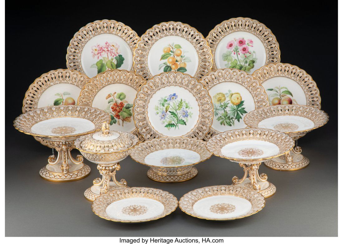 A Fifteen Continental Partial-Gilt Porcelain Tab (1 of 4)