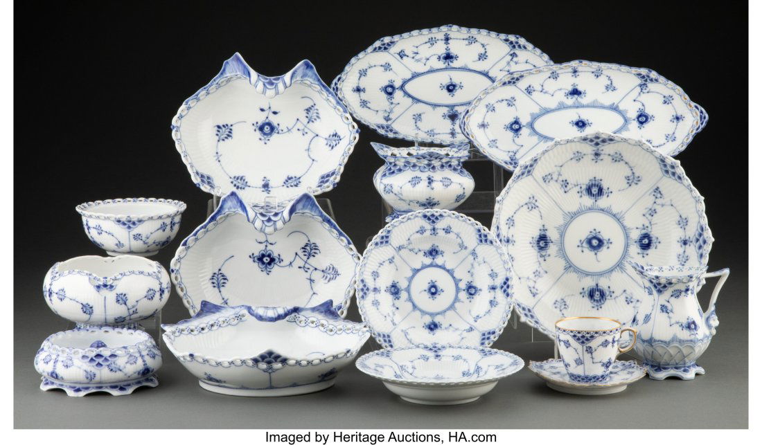 A Group of Fifteen Royal Copenhagen Blue Fluted (1 of 4)